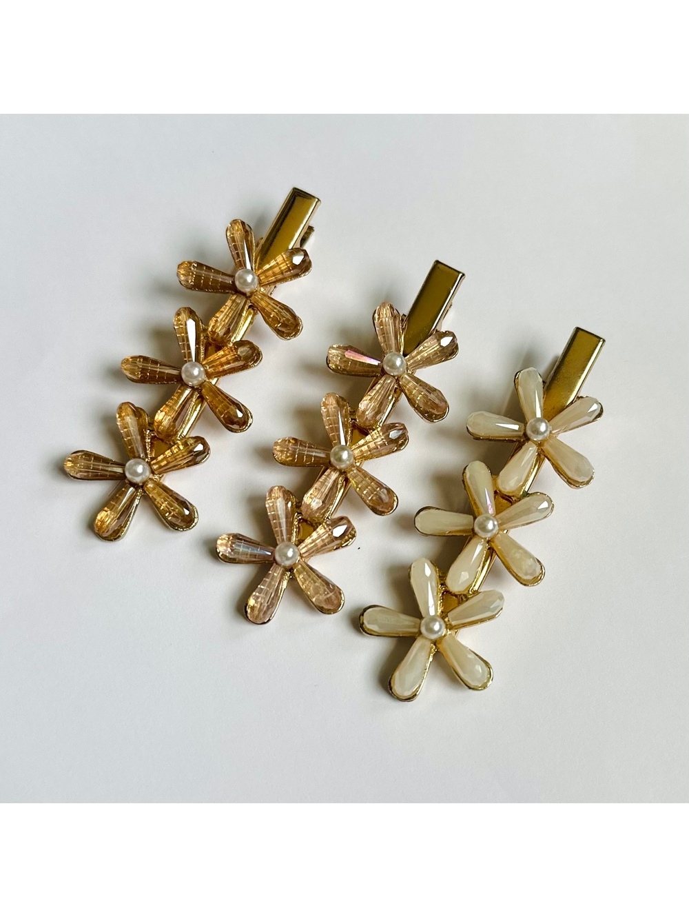 3 Pretty Faux Pearl and Gem Hairclips